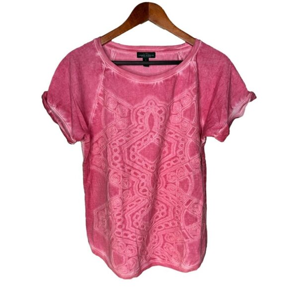 LRL Lauren Jeans Co. Pink Embroidered Short Sleeve Top Size S - Picture 1 of 4
